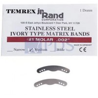 Stainless Steel Ivory Type Matrix Bands, 12/Pkg - #1 Molar Medium .002